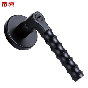Tianyi Modern Matte Black Door Handle Lockset Ergonomic Wave Shape Lever <b>Key</b> Locking Antiskid Grip Security Interior Wooden Door - Product Image 1