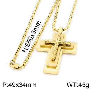 Collana a croce tridimensionale multistrato di vendita calda catena creativa europea americana retrò in acciaio inossidabile Unisex - Product Image 2