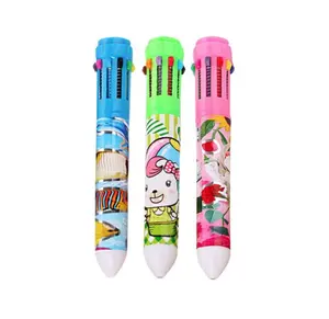 Diversified design 6 in 1 multicolor ballpoint pen transparent color refill 6 color pen