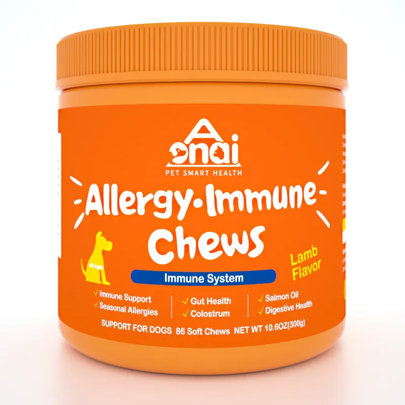 犬のためのアレルギー免疫サプリメント-季節のアレルギーのためのオメガ3サーモン魚油プロバイオティクス