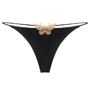 String sexy et séduisant brodé papillon pour le printemps/été, taille basse, double couche, fines bretelles, sans couture, pour femme - Product Image 5
