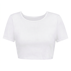Custom Cotton Oversize Blank Plain <b>White</b> Slim Fitting Crop Top t Shirts Athletic <b>Sports</b> Gym Cropped Tee <b>Tshirt</b> Women - Product Image 2