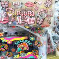 Grosir pembungkus cangkir DTF UV kustom pencetakan Transfer hewan peliharaan harga murah stiker dan stiker Logo kustom terbuat dari bahan PVC kaca