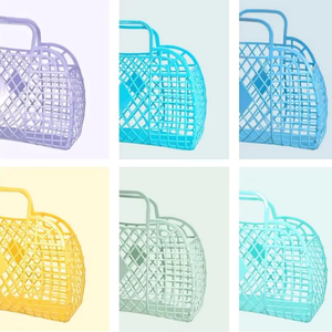 Ventes Flash - Panier de Rangement Pliable Tendance en Plastique pour Plage, Panier de Bain/Shopping pour Voyages en Plein Air, Pique-niques, Plage - Product Image 4
