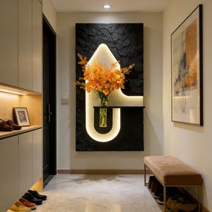 Decoración de Pared de Lujo para el Hogar, Arte en Relieve 3D, Pintura Texturizada, Escultura Geométrica Hecha a Mano, Pintura Minimalista en Piedra Arenisca, Murales LED - Product Image 6