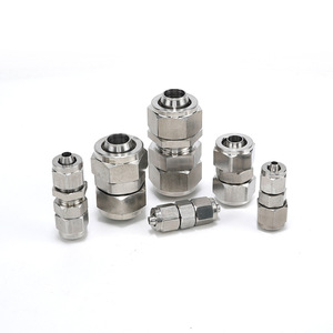 ข้อต่อเร็วสแตนเลส 304 รุ่น PU8*6*4 ข้อต่อตรง ท่อลมไนลอนแบบมีตัวลดขนาด PG พร้อมแผ่นกั้น PE - Product Image 1