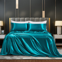Literie 4 pièces en soie de couleur unie nouvellement conçue Ensemble de draps minimalistes européens et américains