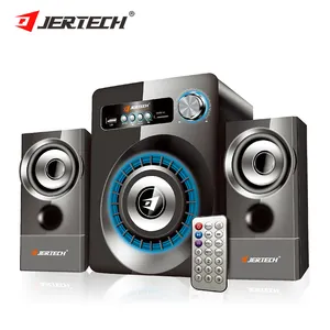 JERTECH Set Lengkap Speaker Sistem Suara DJ Audio Profesional, Set Speaker Subwoofer Kabel Lampu LED Warna-warni dengan Amplifier