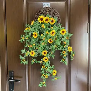 Lichte Luxe Kleine Gerimpelde Chrysanthemum Wanddecoratie Kunstbloemen, Zonnebloemen, Rotan Planten