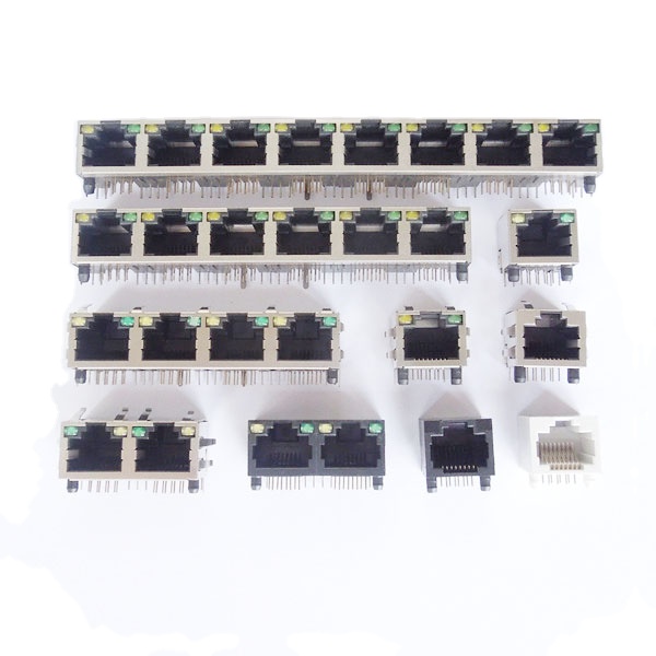 Высокая термостойкость 2 порт rj45 разъем LED