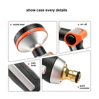 Pistolet d'arrosage de jardin en aluminium robuste à 6 modes, buse de pulvérisation haute pression pour tuyau d'arrosage