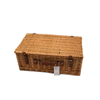 Vente en gros Panier en rotin tissé isolé de Chine avec ensemble de paniers de pique-nique isolés en osier pour l'extérieur en cuir pour 4 personnes