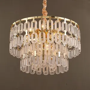 Lustre en cristal suspendu, nouveau design, éclairage, installation facile, lustre doré JY9007 - Product Image 1