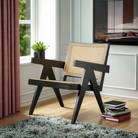 Fauteuil inclinable en rotin de loisirs en bois massif de style Chandigarh, chaise de balcon rétro en rotin simple, meubles de maison, salon