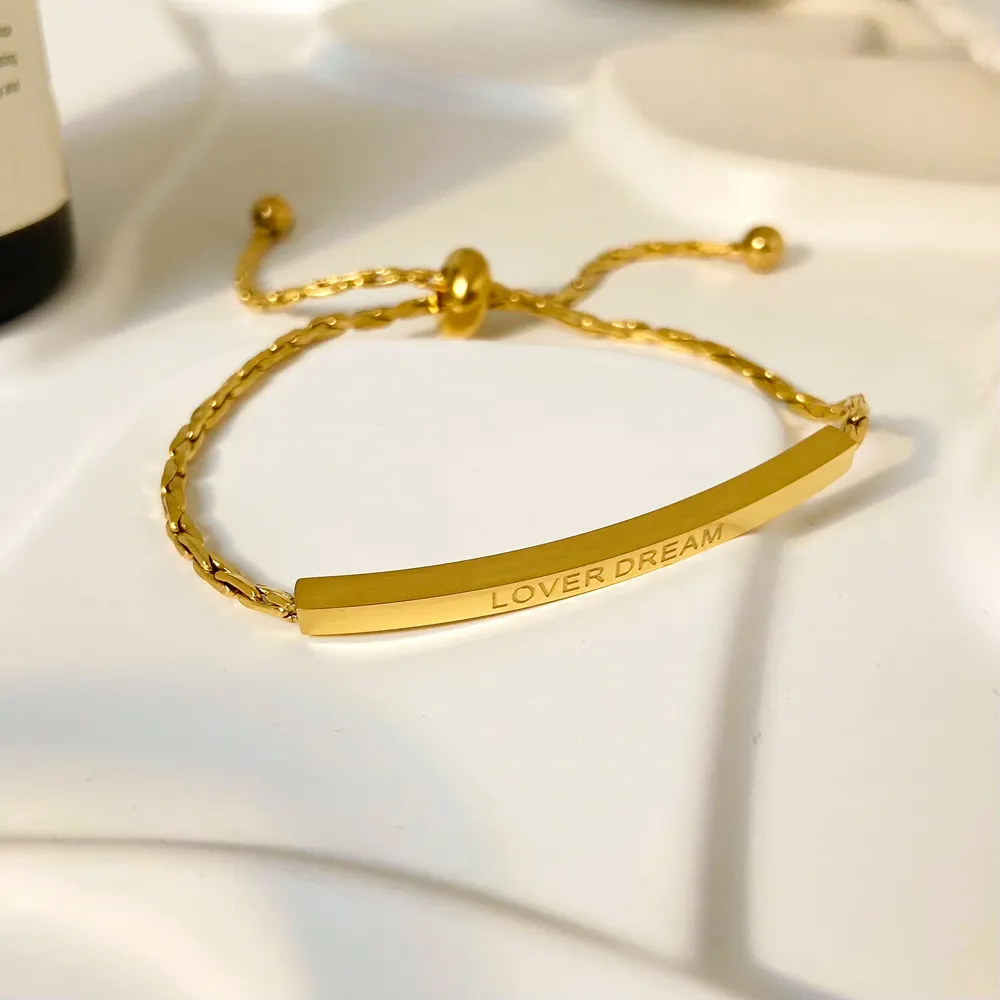 Edelstahl 18 Karat vergoldet Hochwertige verstellbare Größe Armband Kordel zug Vergoldetes Armband Modeschmuck