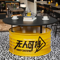 Ensemble table et chaise en fer de style industriel vintage, utilisation commerciale, métal, salon de thé au lait, café, salle de réunion, billard, tabouret en fût d'huile