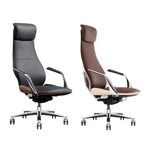 Chaise de bureau haute en cuir véritable de Style contemporain de luxe de haute qualité pour patron - Product Image 1