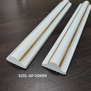 Moulures Décoratives Murales avec Ligne <span class=keywords><strong>Dorée</strong></span>, Plinthe Murale PS, Ligne Décorative Intérieure pour Garniture de Décoration Murale, Kit de Panneaux de Plinthes - Product Image 2