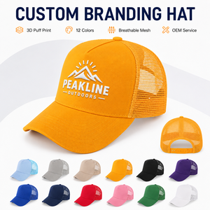 Gorra de béisbol deportiva de 5 paneles de poliéster y algodón con logo impreso personalizado, gorra de camionero de malla con estampado 3D en relieve y espuma - Product Image 1
