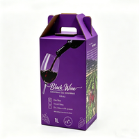 Boîte d'emballage pour bouteille de vin en carton ondulé imprimée sur mesure avec poignée, boîte cadeau pliable en carton pour vin de 750 ml/1 L