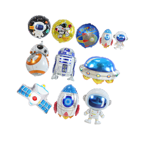 Decoración Personalizada para Fiesta de Cumpleaños Infantil con Temática Espacial, Globo de Aluminio con Diseño de Mono, Cohete y Astronauta de Dibujos Animados - Product Image 1