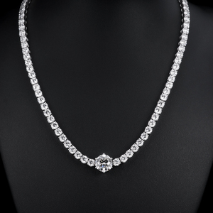 Collar con Colgante de Cadena de Eslabones y Diamante Cultivado en Laboratorio, Corte Redondo, 1ct-3ct, D VVS, Oro Blanco de 14k/18k, Joyería Personalizada para Bodas y Fiestas - Product Image 4