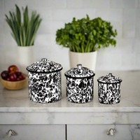 Pot de rangement en émail vintage de 10 cm et 900 ml avec logo floral personnalisé, pot à sucre, boîte à épices, boîte de conservation avec bord doré pour la maison et la cuisine