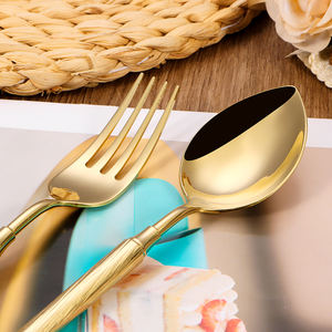 2025 nouveau coffret cadeau de noël ensemble de couverts martelés en acier inoxydable Champagne or cuillères et fourchettes ensemble - Product Image 4