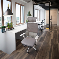 Chaise de bureau de direction au design moderne, rotation à 360 degrés, 3 vérins à gaz, accoudoirs réglables en 2D, dossier en maille à haute élasticité, 3D