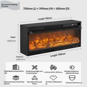 Cheminée électrique murale encastrée avec simulation de <span class=keywords><strong>flamme</strong></span> musicale, chauffage, contrôle par application smartphone, thermostat réglable, pour <span class=keywords><strong>la</strong></span> maison - Product Image 4