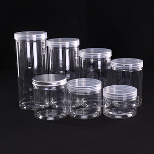 Bocaux hermétiques vides en plastique transparent avec couvercles, pour aliments secs, noix, <span class=keywords><strong>miel</strong></span>, confiture, ensemble de bouteilles à large bouche, conteneur étanche - Product Image 1