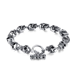 Bracelet en alliage de zinc pour homme, design squelette blanc antique, bijou cadeau - Product Image 5