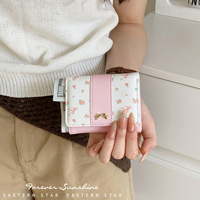 Dompet Wanita Motif Bunga - Model Pendek Sederhana - Dompet Saku dengan Bukaan 3 Lipatan