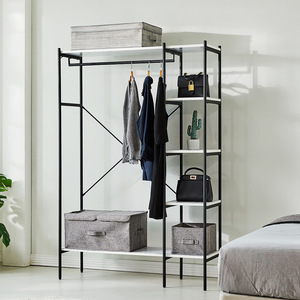 Floor-standing bedroom <b>clothes</b> <b>rack</b>, large capacity, easy-to-use open storage shelf for home use. - Product Image 2