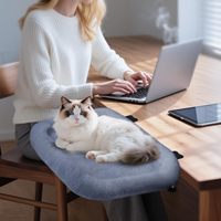 Supports en acier robuste pour lit de bureau pour chat, gain de place, 90 cm ° Pliable avec fourrure synthétique ultra-douce