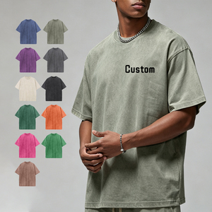 Vintage Acid Wash Oversized Mens Streetwear Hip Hop 220GSM 100 Cotton <b>Tshirt</b> T-Shirts T Shirt Custom Logo Prin - Product Image 1