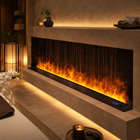 Insert de cheminée électrique à vapeur d'eau 3D 70 cm en acier, humidificateur à nano-pulvérisation, flamme réaliste, couleurs LED, télécommande, intérieur, 3L