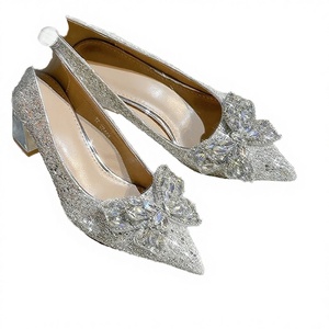 Nuevos Zapatos de Tacón Alto para Mujer, Estilo Princesa, Punta en Pico, Deslizables, Resistentes, para Bodas de Verano, con Pedrería y Cristal - Product Image 2