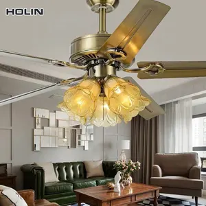 bldc ceiling fan 42-inch 6-speed LED Bronze 5-blade household living room bedroom lights ceiling fans