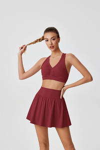 Теннисное платье со встроенными шортами и бюстгальтером, спортивная одежда, юбка и топ, комплект для активного отдыха, Женская юбка для бадминтона - Product Image 5