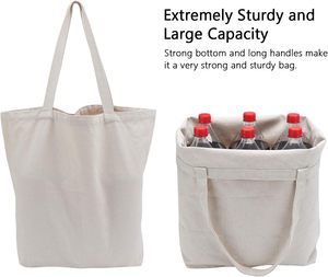 Reciclar bolso de mano de lona de algodón para mujer hign GSM algodón lienzo vintage bolsa de compras de comestibles bolsos de lona para mujer - Product Image 2