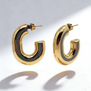 ต่างหู<span class=keywords><strong>ทรง</strong></span>ตัว C สุดเก๋ ดีไซน์<span class=keywords><strong>เรขาคณิต</strong></span>สแตนเลสทรง<span class=keywords><strong>กลม</strong></span> ให้ความรู้สึกสาม<span class=keywords><strong>มิติ</strong></span> - Product Image 2