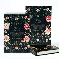 Carnet A5 pour étudiant, série Nouvelle Fleur Papillon, couverture rigide, reliure thermique, papier grainé, cadeau, édition transfrontalière 25 ans