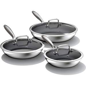 Batterie <span class=keywords><strong>de</strong></span> cuisine en acier inoxydable 3 plis <span class=keywords><strong>de</strong></span> haute qualité Mini <span class=keywords><strong>casserole</strong></span> lourde <span class=keywords><strong>haut</strong></span> <span class=keywords><strong>de</strong></span> <span class=keywords><strong>gamme</strong></span> antiadhésive Poêle à frire en nid d'abeille au design moderne avec couvercle - Product Image 2