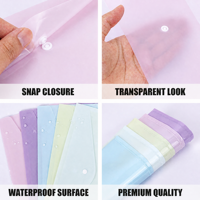 Pochette porte-documents A4 ultra-transparente en PP, épaisseur 0,18 mm, avec fermeture à pression et poche pour étiquette, pour rangement de bureau