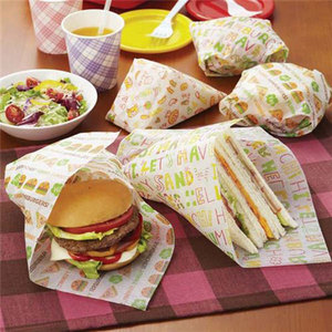 Biểu Tượng Tùy Chỉnh In Tráng Deli Thịt Bánh Hamburger Khoai Tây Chiên Burger Bánh Sandwich Bọc Sáp Tờ Gói Thực Phẩm Giấy Thấm Mỡ, Giấy Sáp