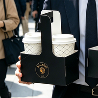 Support de tasses à café biodégradable personnalisé de qualité alimentaire, à paroi simple, pour 1 ou 2 tasses, avec couvercles, support en papier de marque, vente en gros