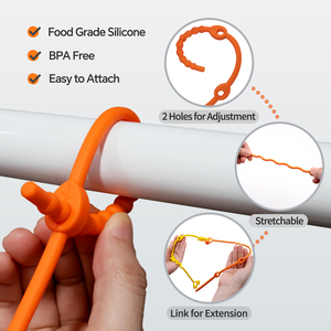 Sangle de jouet en silicone en forme de feuille réglable - Laisse de jouet durable pour bébé pour sécuriser la sucette, le <span class=keywords><strong>hochet</strong></span> et les hochets pour <span class=keywords><strong>poussette</strong></span>, siège auto - Product Image 6