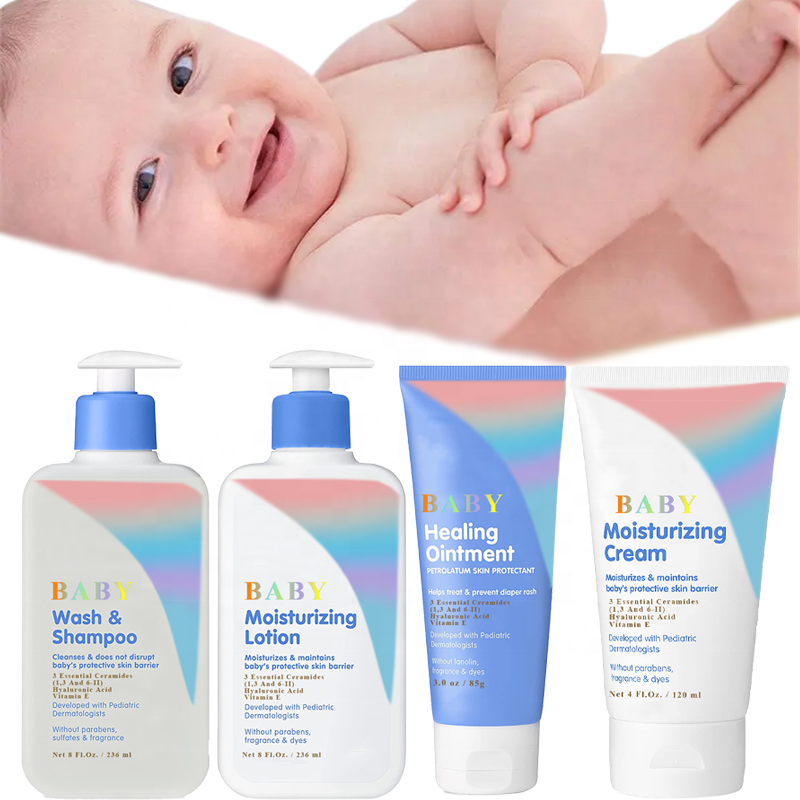 Veganistische Babylotion/Luieruitslag Crème Zalf/Body Wash Shampoo Baby Huidverzorgingsset Cadeau Met Hyaluronzuur Vitamine E Ceramide