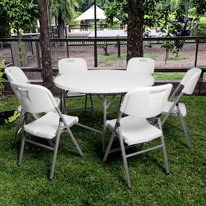 Bàn Gấp Dã Ngoại Ngoài Trời 4ft 6ft 8ft Giá Rẻ Kèm Chân Gấp Bằng Kim Loại Bàn Gấp Tròn Bằng Nhựa Di Động Và Ghế THẬM CHÍ - Product Image 3